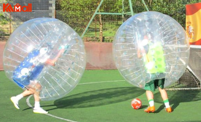 transparent and blue zorb ball 